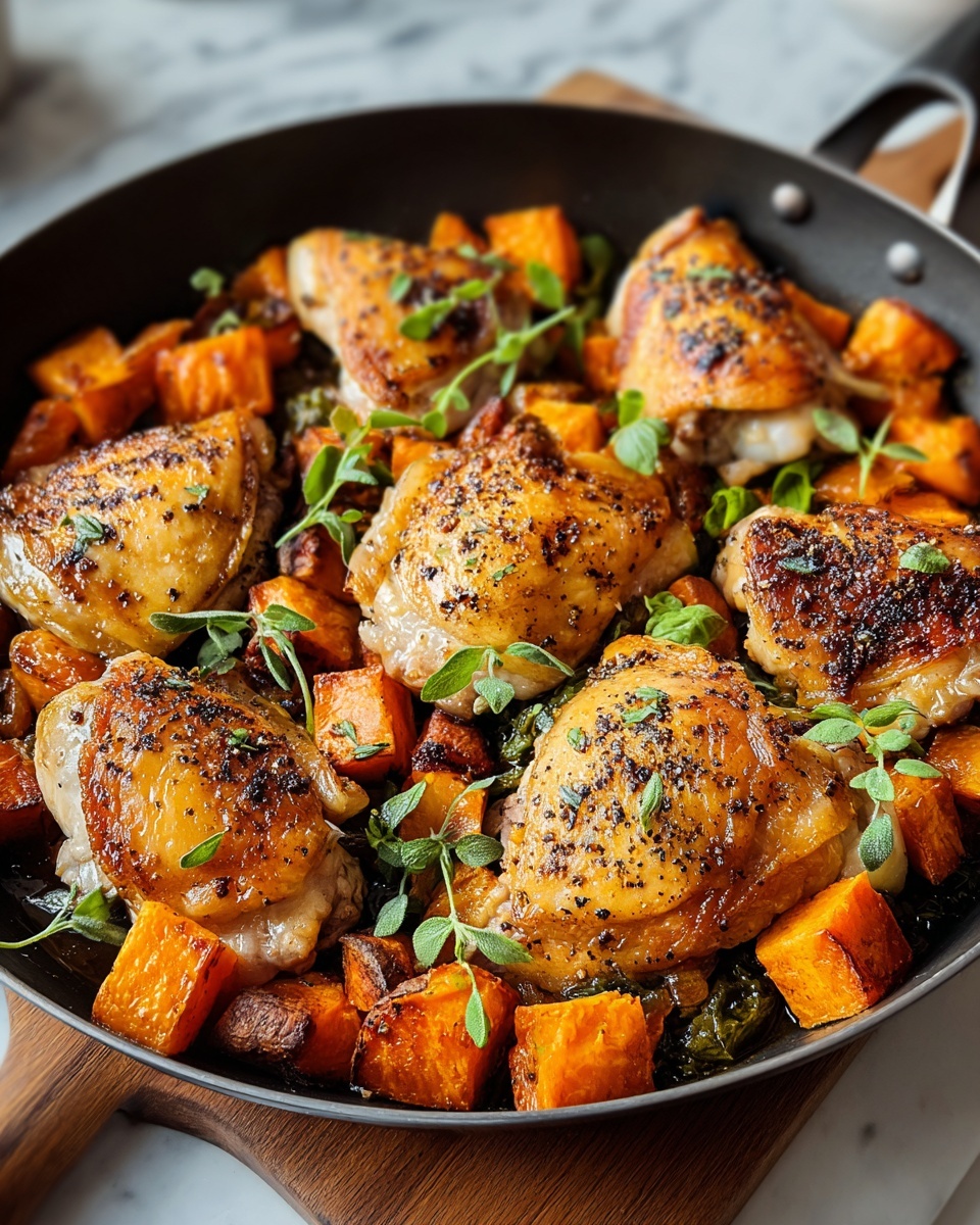 One-Pan Chicken and Sweet Potato Skillet Recipe - Recipe Image