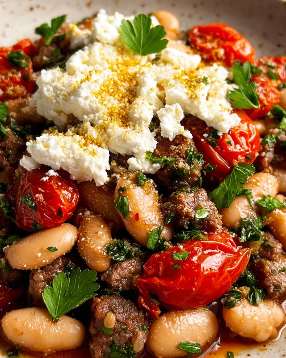 Greek Sausage and Beans Bake with Feta and Lemon Recipe - Recipe Image
