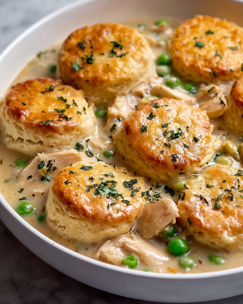 Chicken Pot Pie with Cheddar Chive Biscuits Recipe - Recipe Image