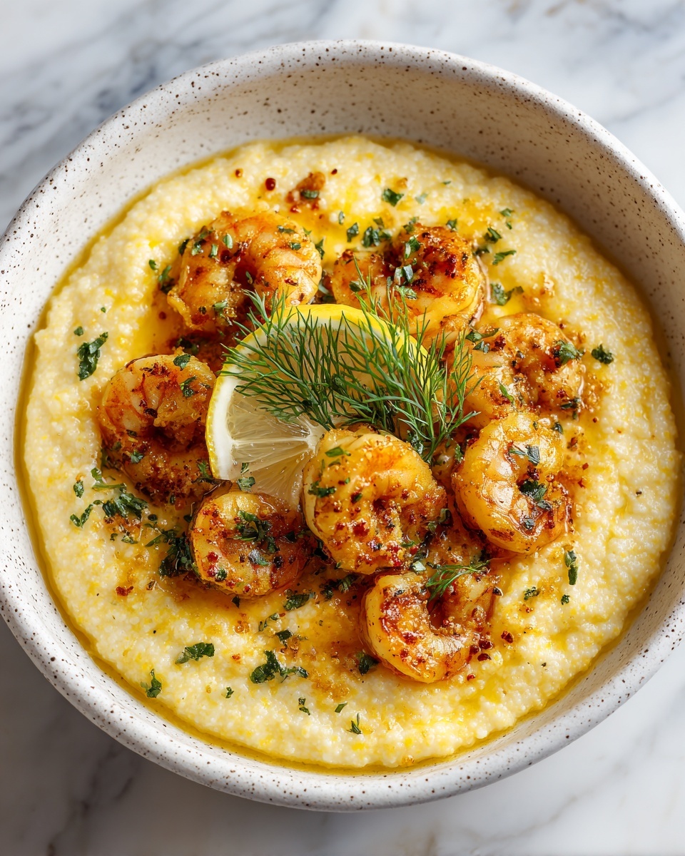 Honey Butter Cajun Shrimp with Smoked Gouda Grits Recipe - Recipe Image