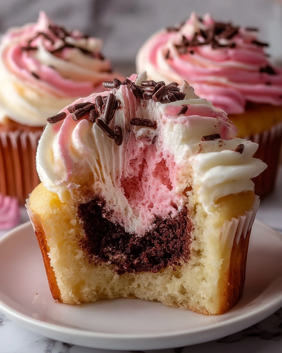 Heavenly Neapolitan Cream Cupcakes Recipe - Recipe Image