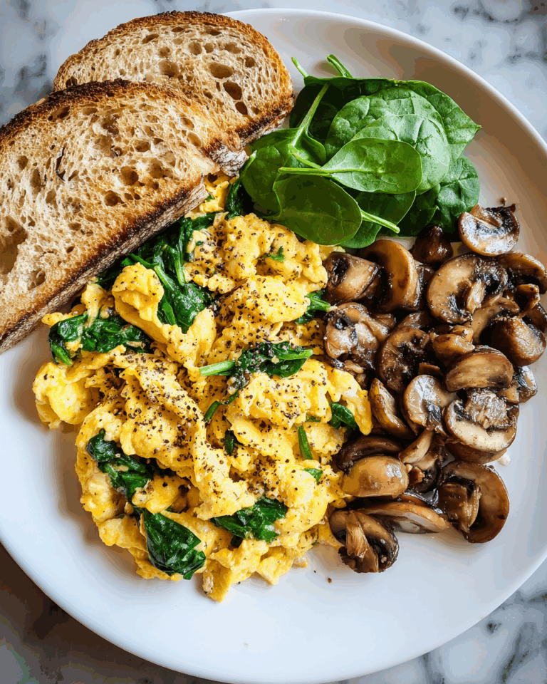 Mushroom-Spinach Scrambled Eggs Recipe