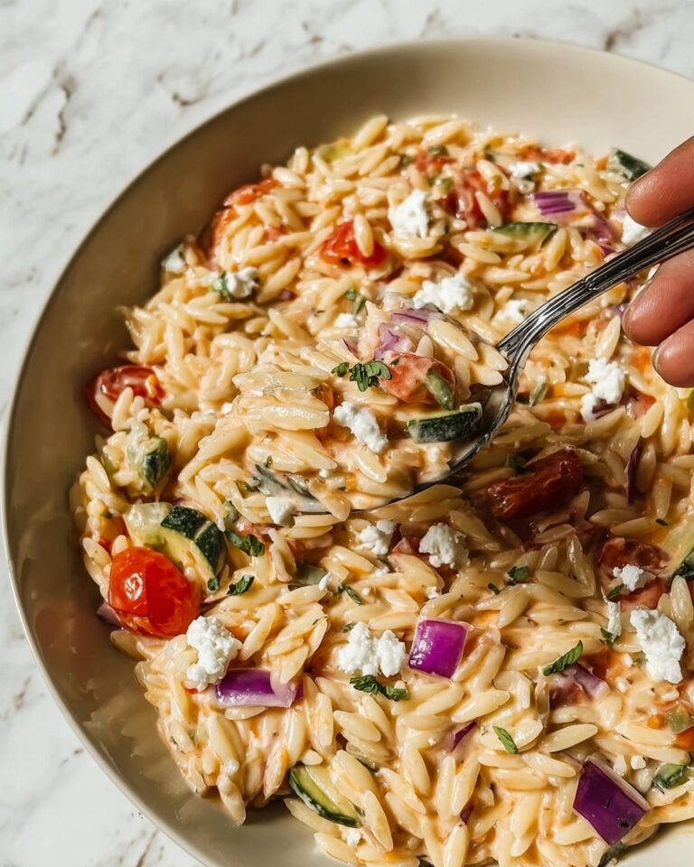 One Pan Baked Feta Veggie Orzo Recipe