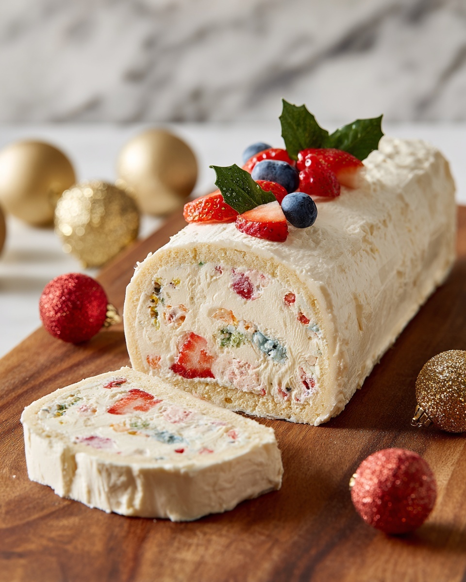 Festive Holiday Antipasto Cream Cheese Log Recipe - Recipe Image