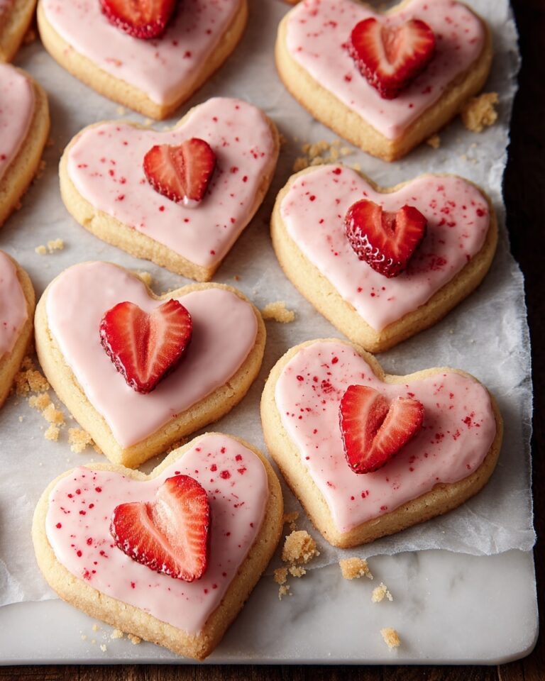Heart-Shaped Strawberry Shortbread Cookies Recipe
