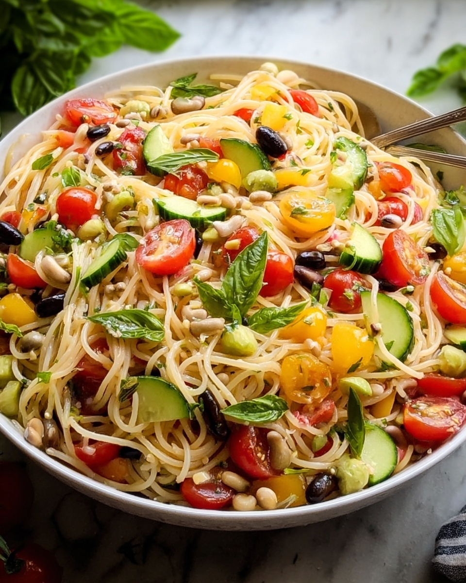California Spaghetti Salad with Fresh Veggies Recipe - Recipe Image