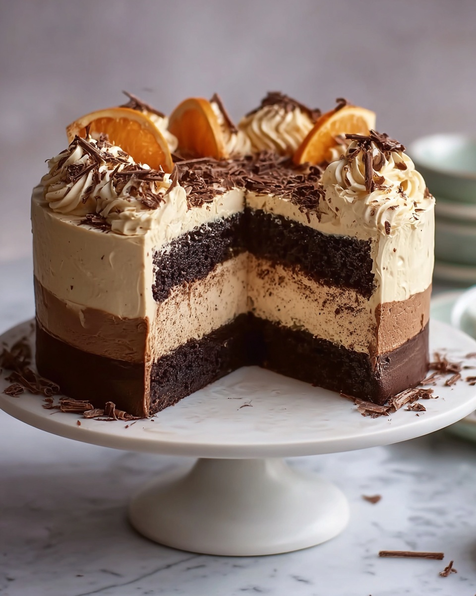 Chocolate Orange Cheesecake Layer Cake Recipe - Recipe Image