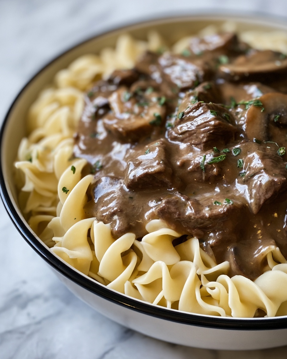Tender Crockpot Beef Tips with Noodles Recipe - Recipe Image