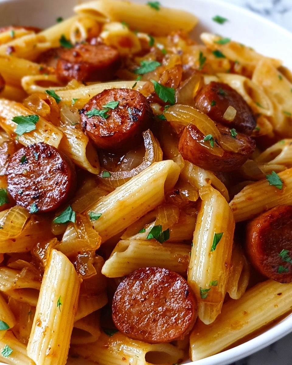 Sweet and Tangy BBQ Sausage Pasta Recipe - Recipe Image