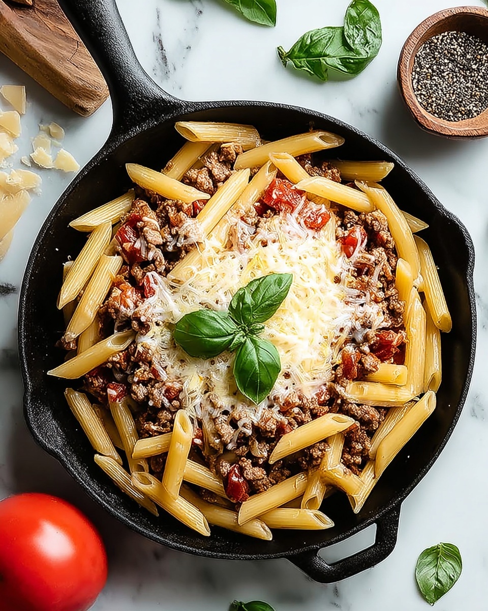 Cheesy Penne with Ground Beef Recipe - Recipe Image