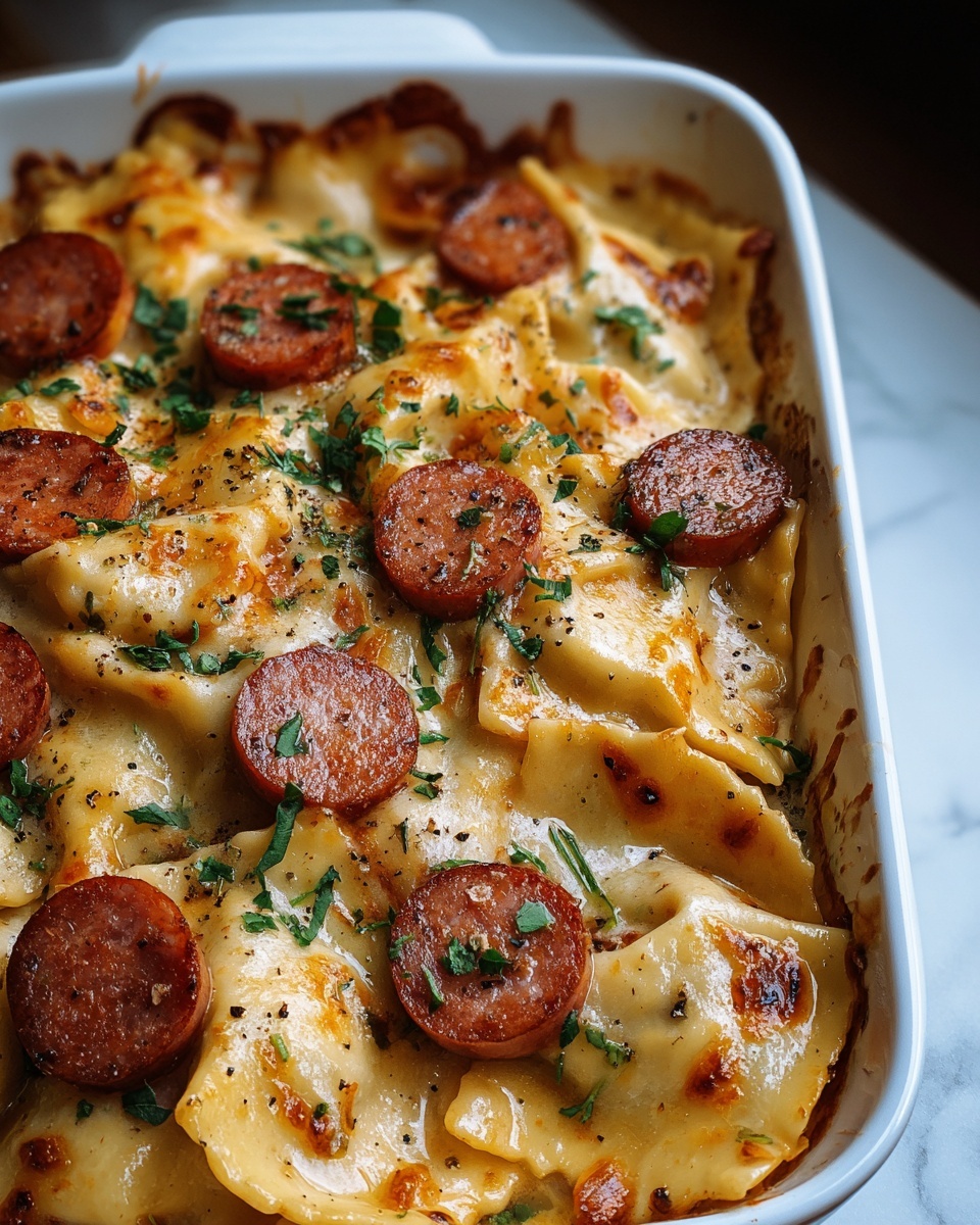 Crockpot Pierogi Casserole with Kielbasa Recipe - Recipe Image
