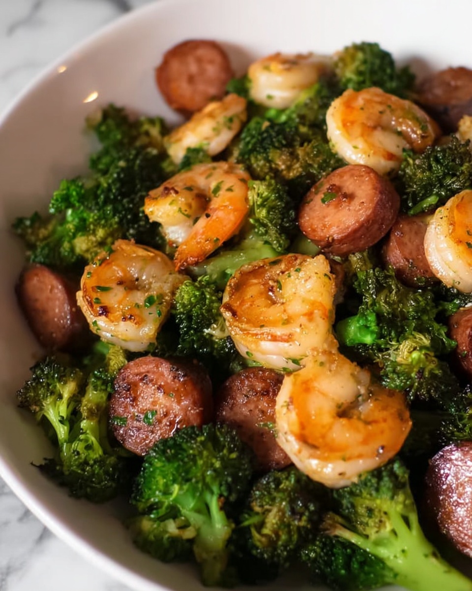 Honey Garlic Shrimp, Sausage & Broccoli Skillet Recipe - Recipe Image