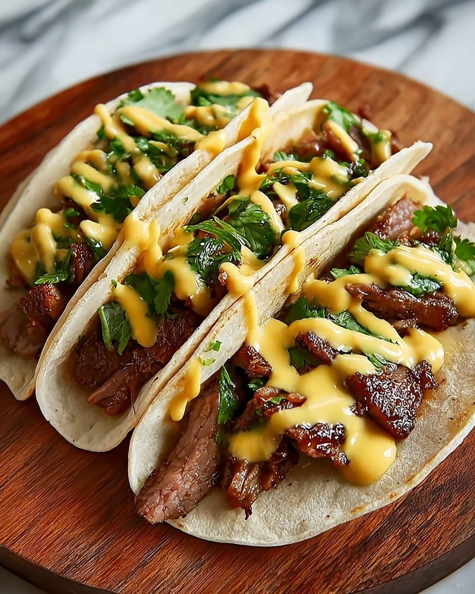 Garlic Butter Honey BBQ Beef Tacos Recipe - Recipe Image