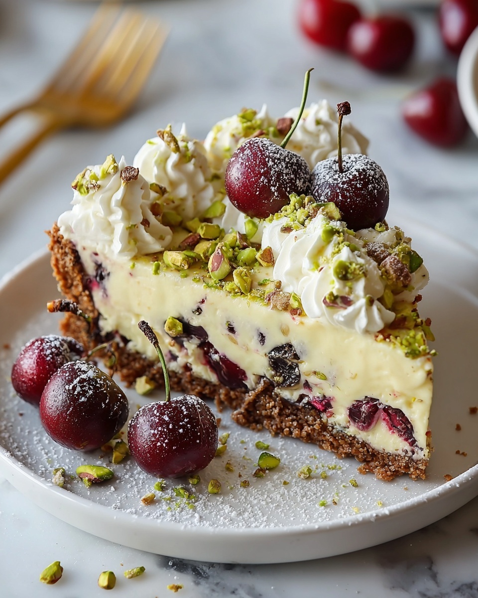 Luscious Lemon-Lime Cherry Pistachio Cheesecake Recipe - Recipe Image
