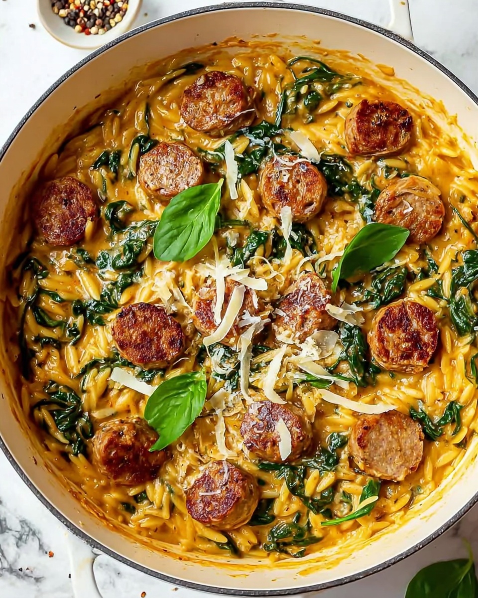 One Pan Chicken Sausage and Orzo Recipe - Recipe Image
