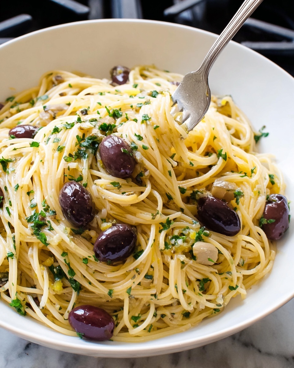 Pasta with Olives, Cherry Tomatoes, and Fresh Basil Recipe - Recipe Image