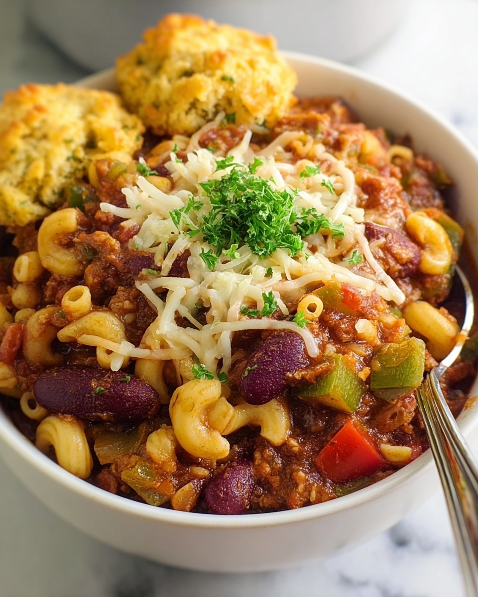 Veggie Chili Mac with Crispy Cornbread Topping Recipe - Recipe Image