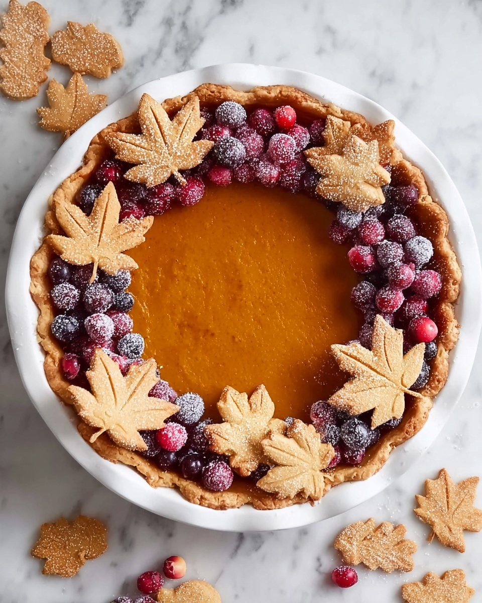 Pumpkin Pie with Sugared Cranberries and Homemade Pie Crust Recipe - Recipe Image