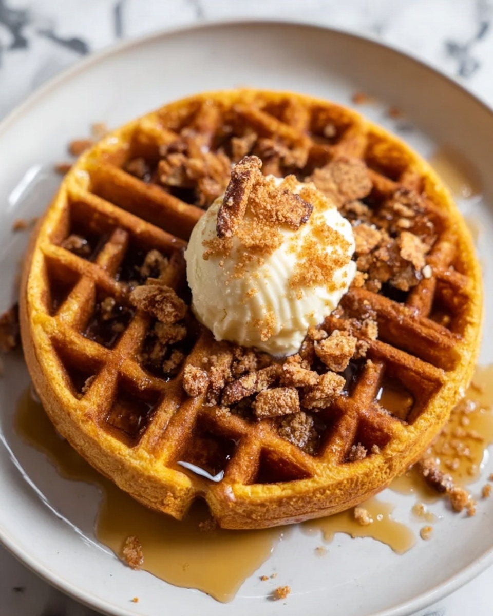 Spiced Pumpkin Waffles with Brown Butter Maple Syrup Recipe - Recipe Image