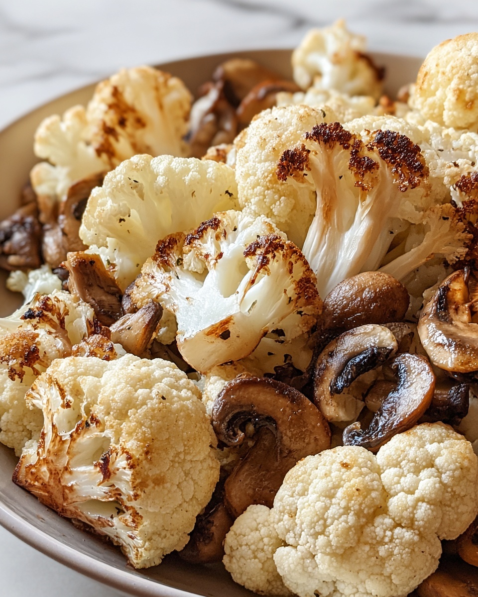 Garlicy Roasted Cauliflower & Mushrooms Recipe - Recipe Image