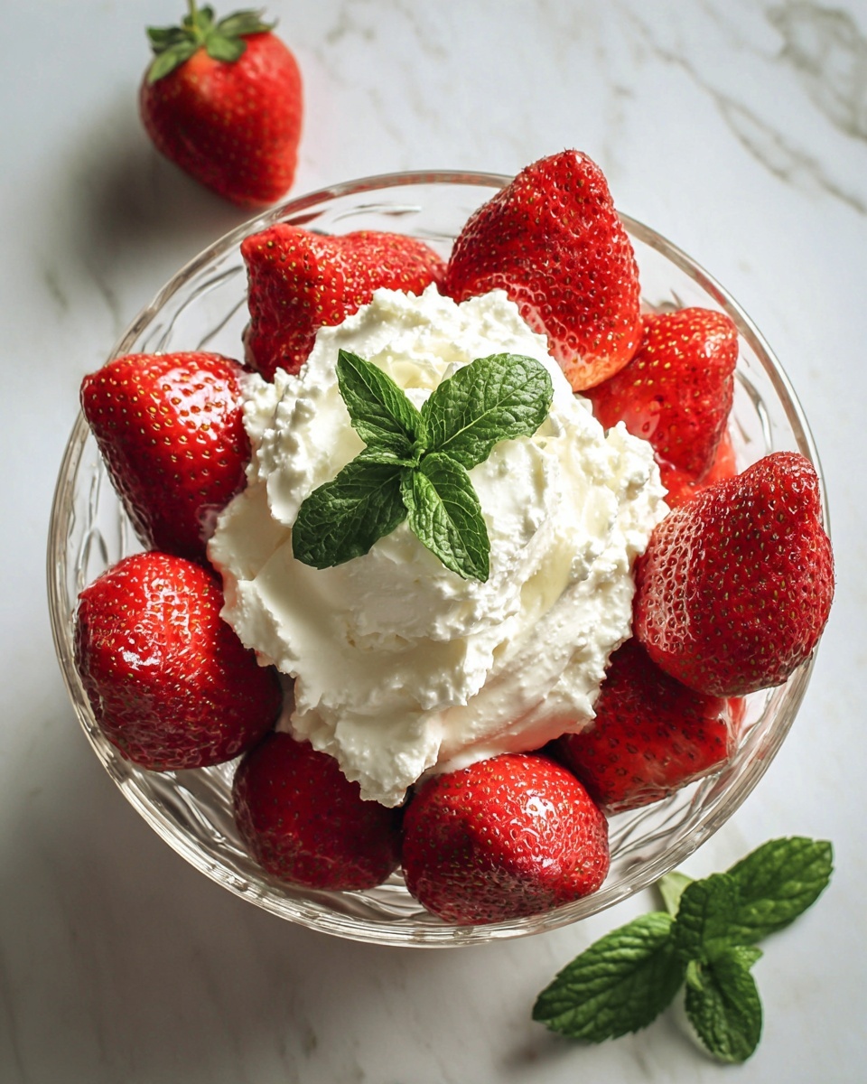 Strawberries with Mint-Infused Cream Recipe - Recipe Image