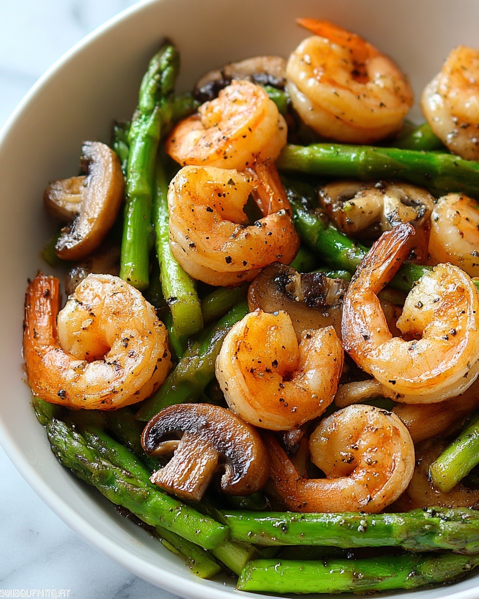Shrimp and Asparagus Stir-Fry with Mushrooms Recipe - Recipe Image