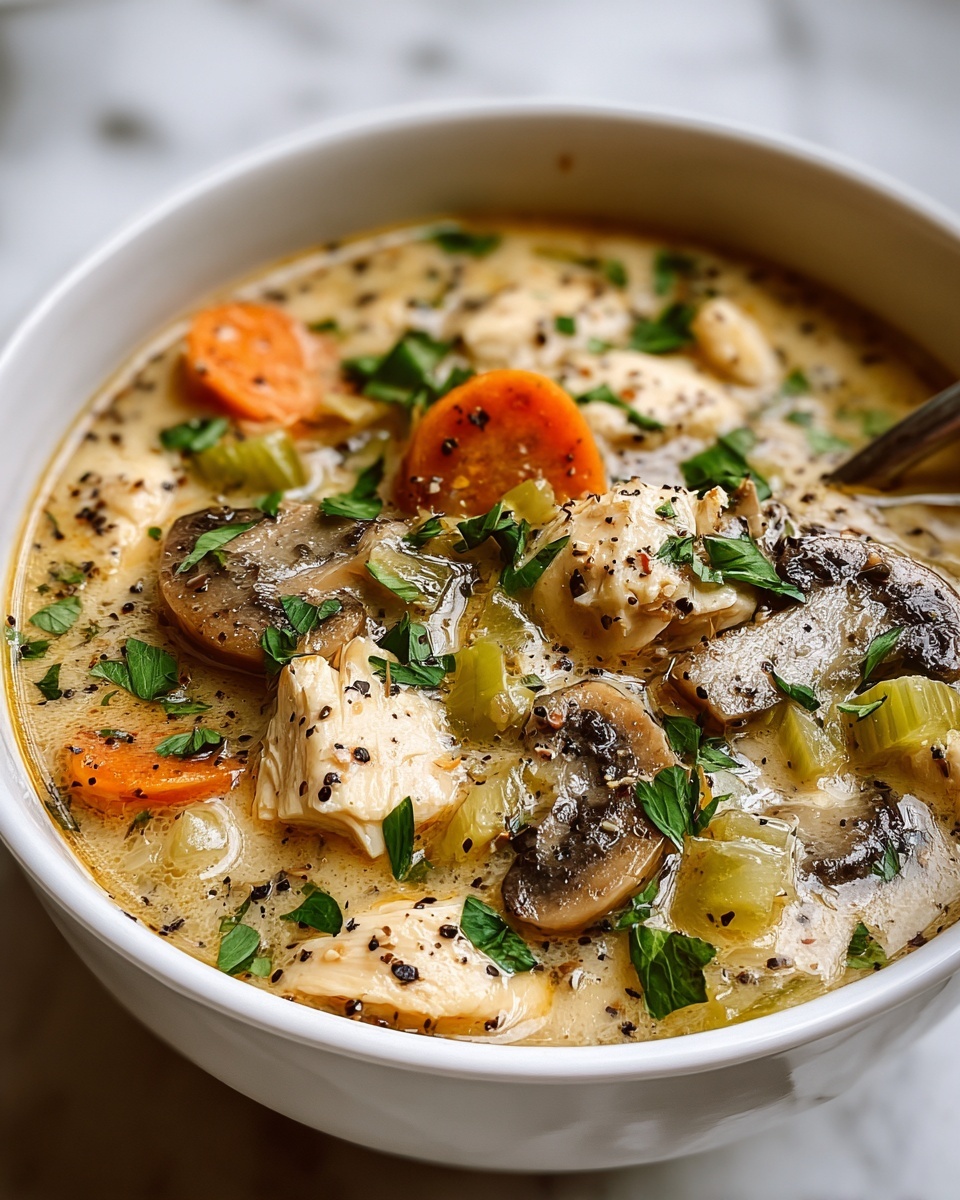 Easy Chicken, Mushroom & Leek Soup Recipe - Recipe Image