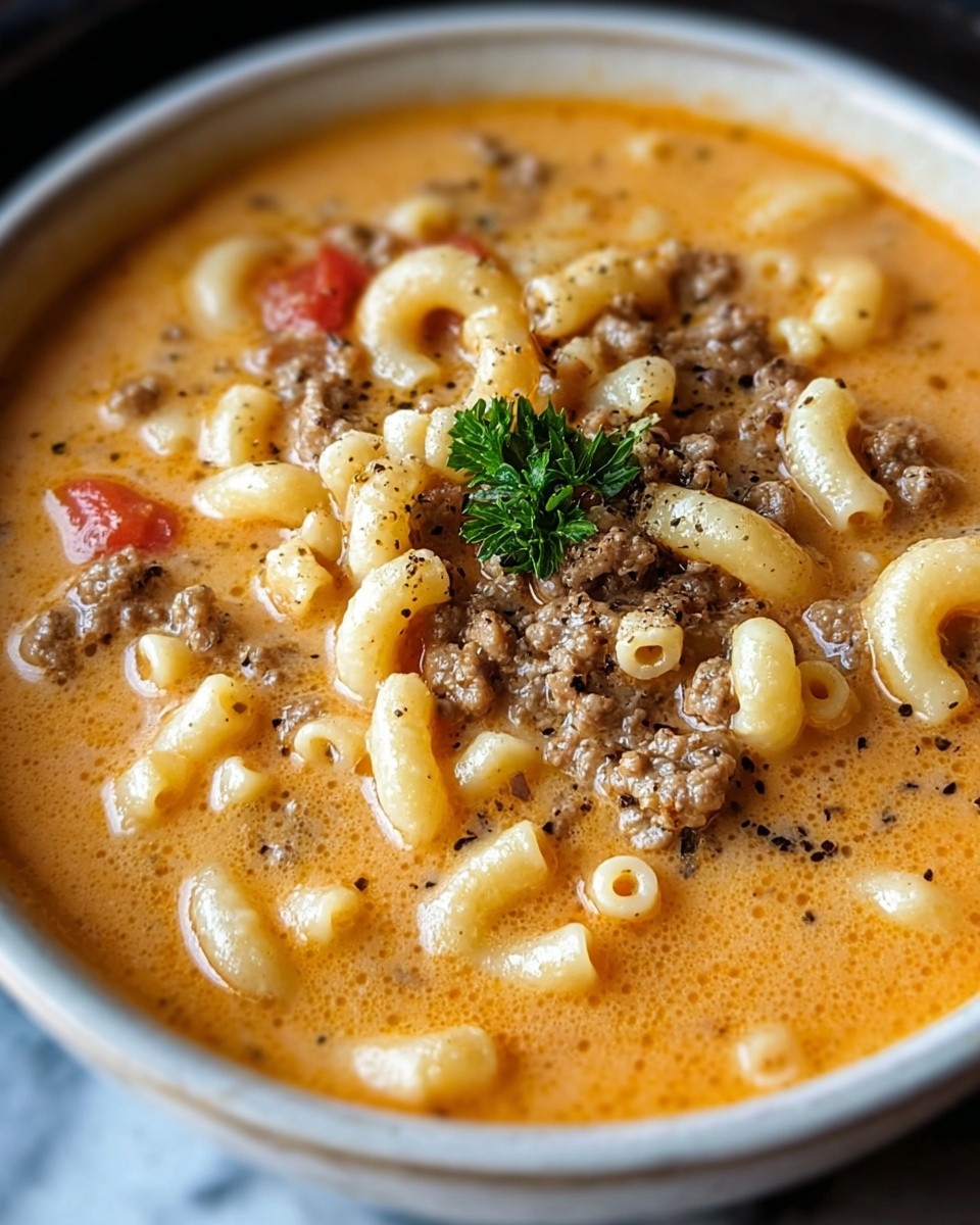 One-Pot Macaroni Cheeseburger Soup Recipe - Recipe Image