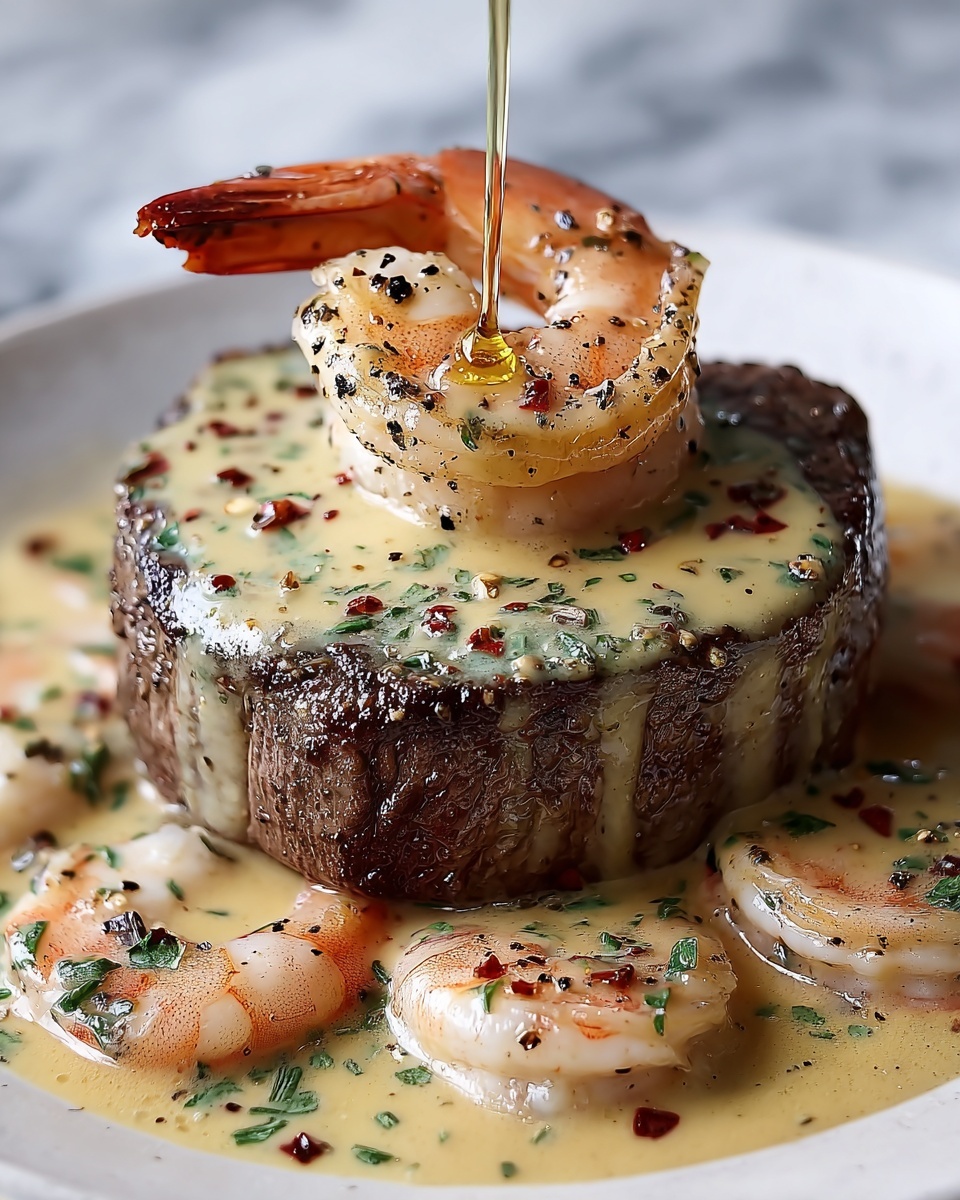 Filet Mignon with Shrimp and Lobster Cream Sauce Recipe - Recipe Image
