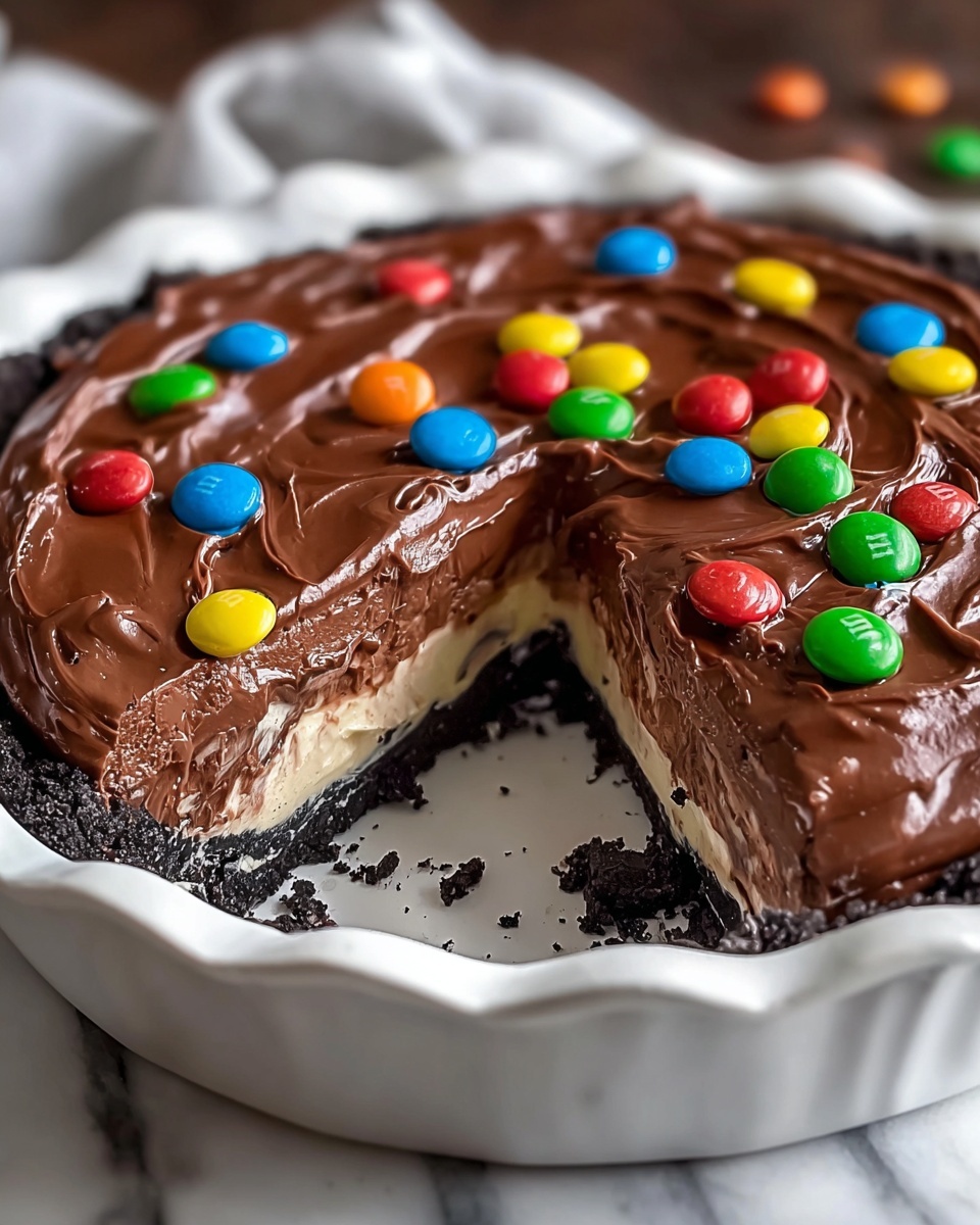 No-Bake Chocolate M&M Pie Recipe - Recipe Image