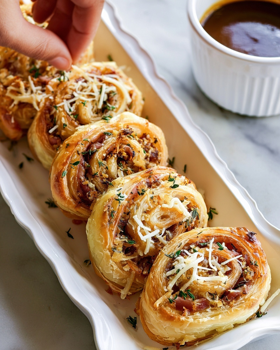 French Dip Roast Beef Pinwheels with Au Jus Recipe - Recipe Image