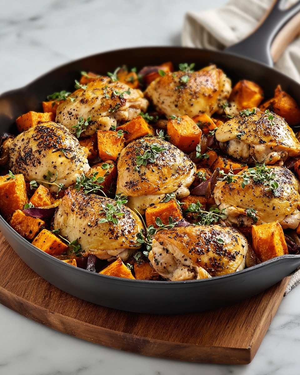 One-Pan Chicken and Sweet Potato Skillet Recipe - Recipe Image