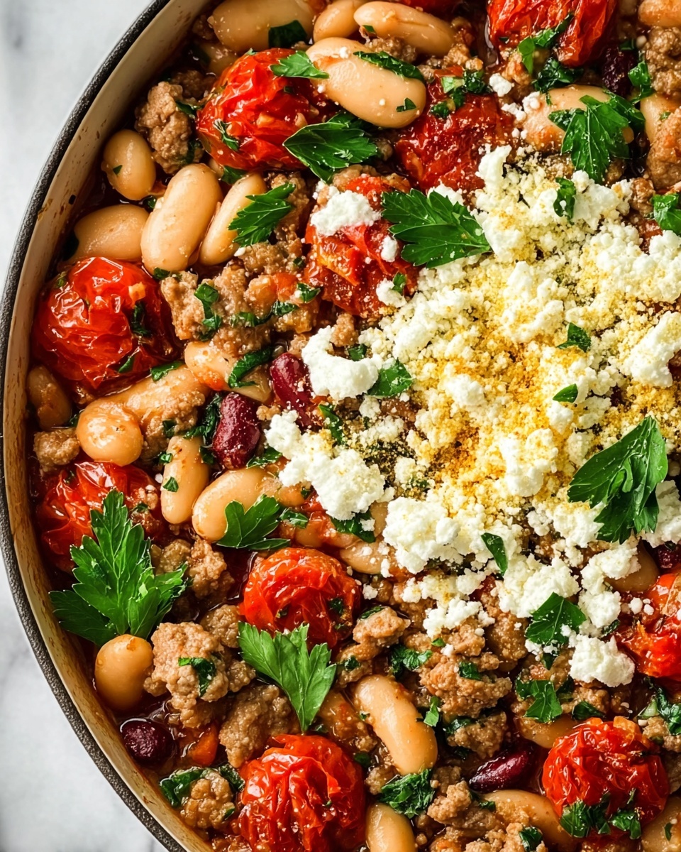 Greek Sausage and Beans Bake with Feta and Lemon Recipe - Recipe Image