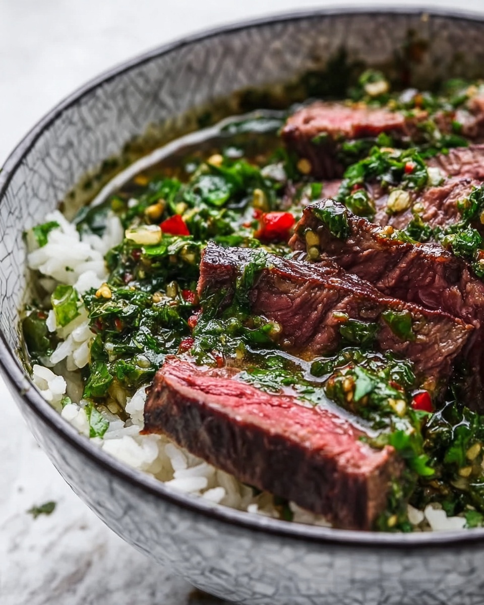 Skirt Steak Rice Bowls with Chimichurri Sauce Recipe - Recipe Image