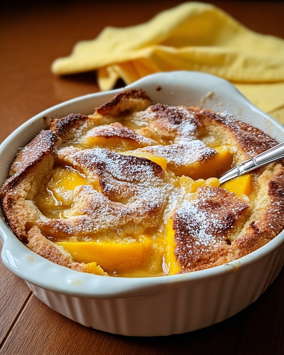 Peach Cobbler Bread Pudding Recipe - Recipe Image